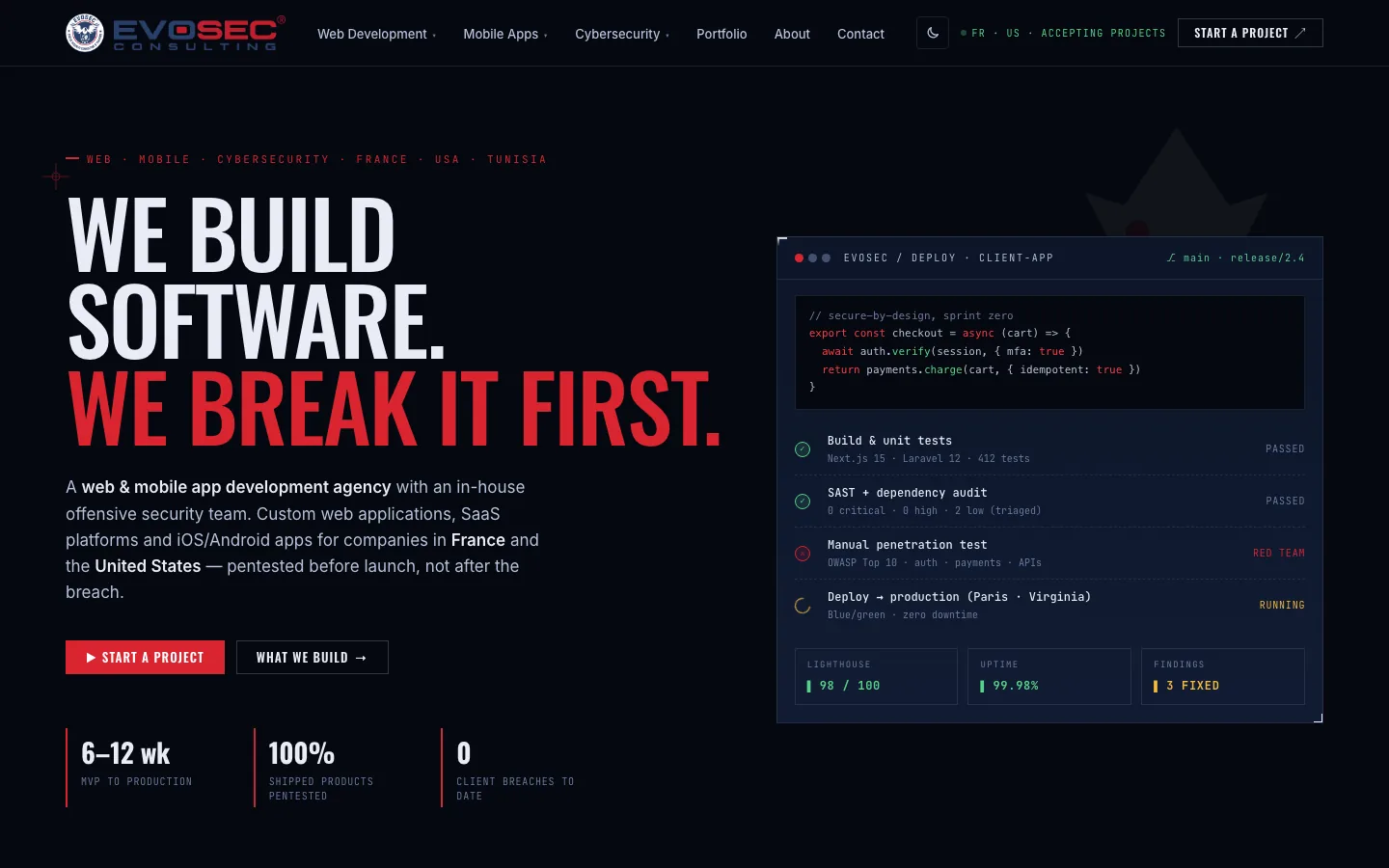 evosecconsulting.com — desktop homepage