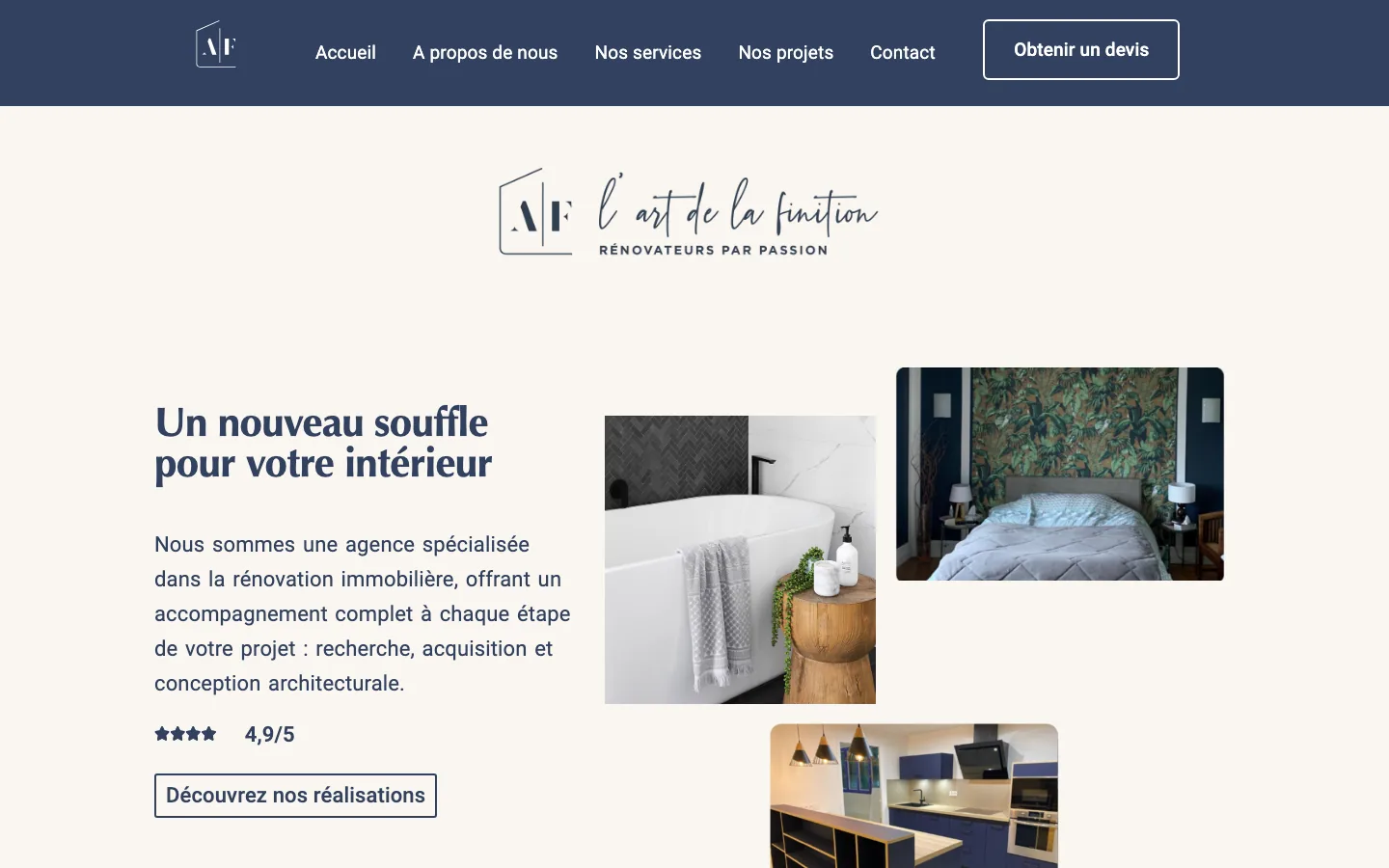 L'art de la Finition — desktop homepage