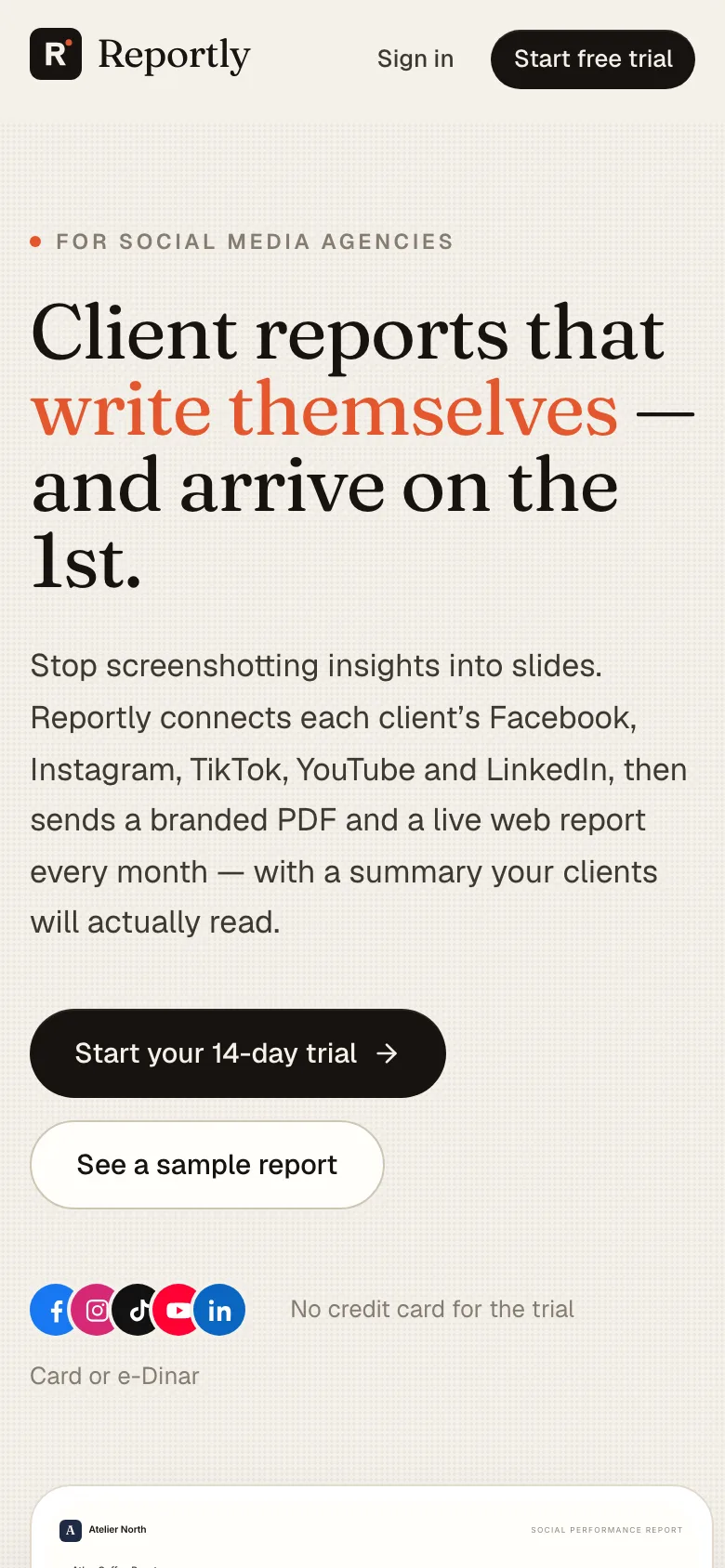 Reportly — mobile view