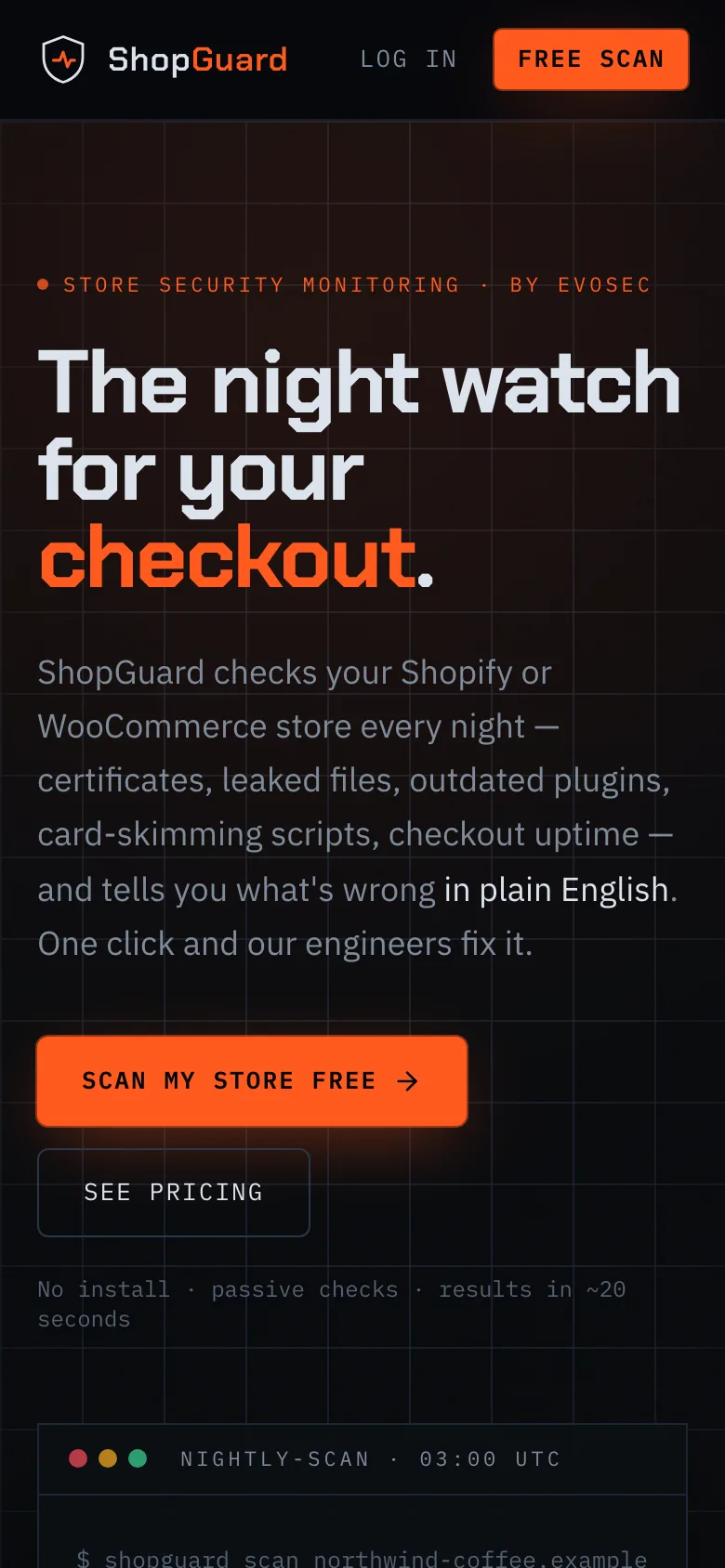 ShopGuard — mobile view