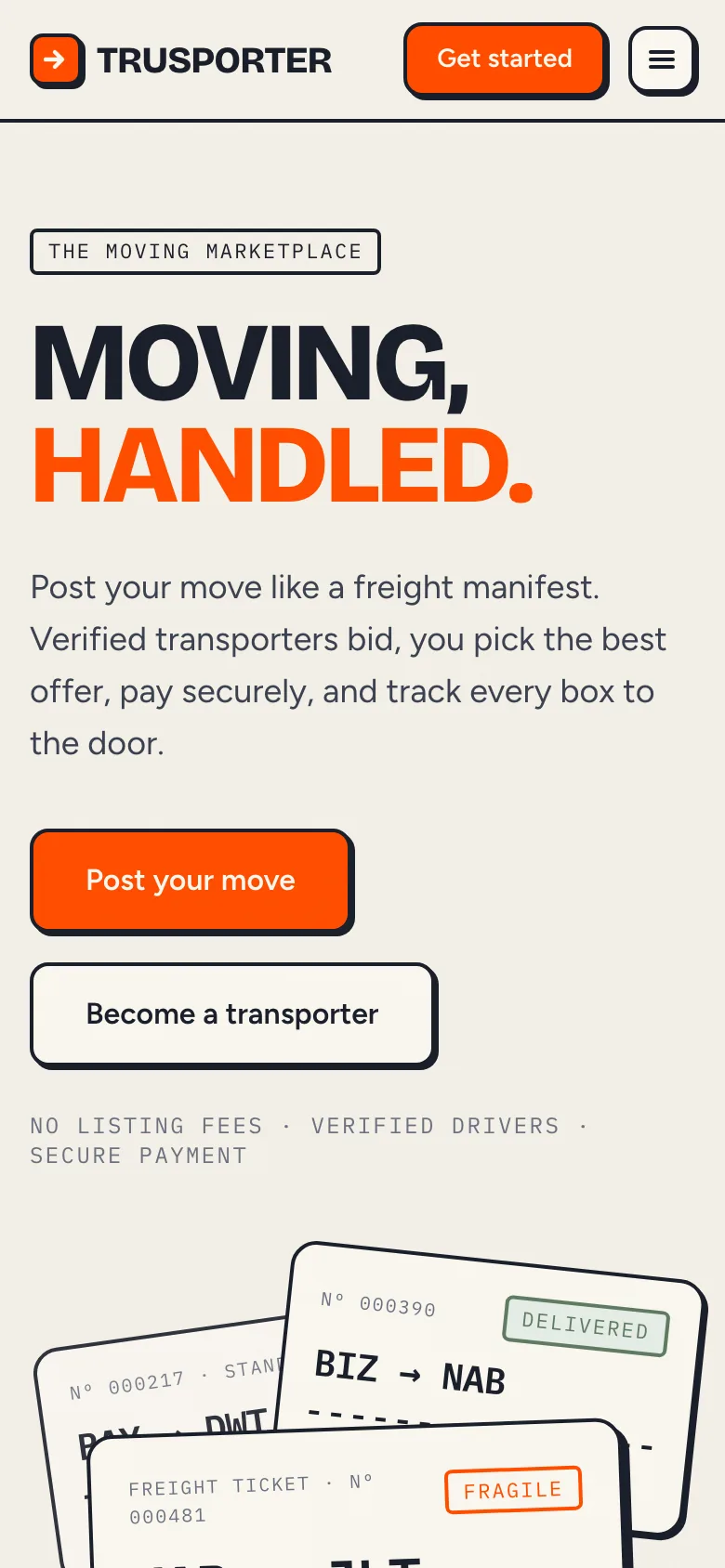 Trusporter — mobile view