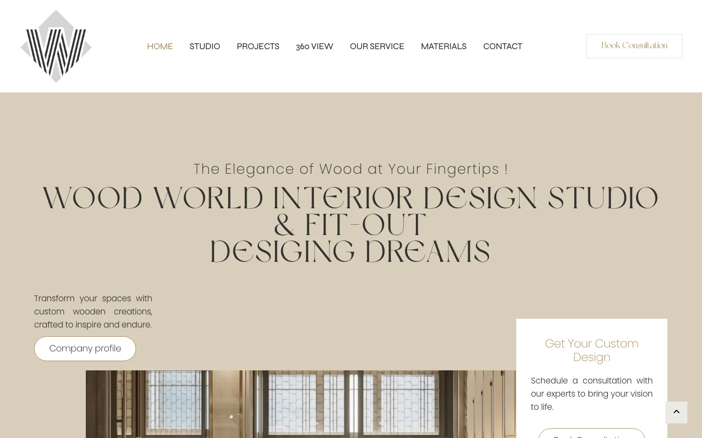 Wood World — desktop homepage